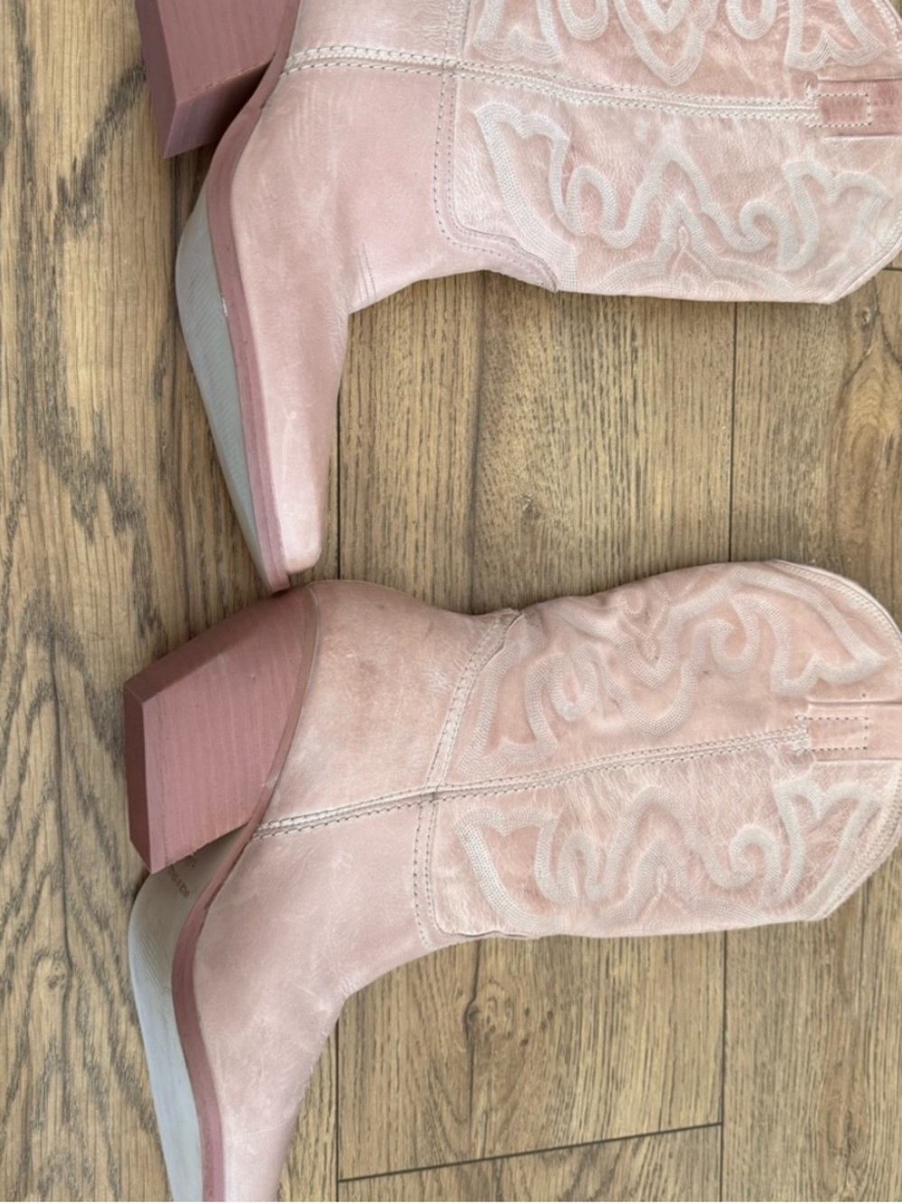 Steve Madden Blush Pink Western Heel Ankle Boots cowboy cowgirl